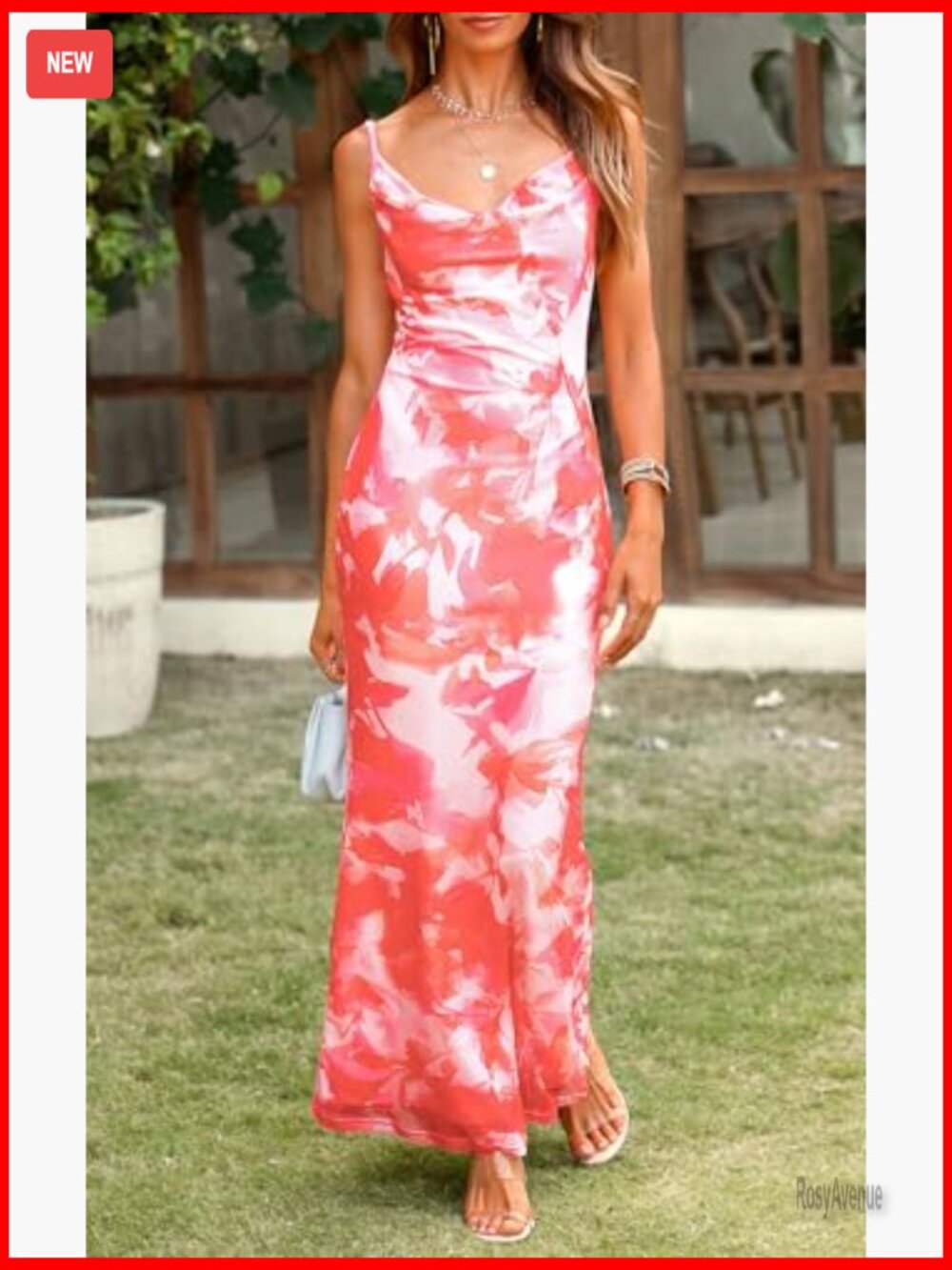 Floral Spaghetti Strap Maxi Bodycon Dress Backless Stretch Formal - Picture 4 of 7